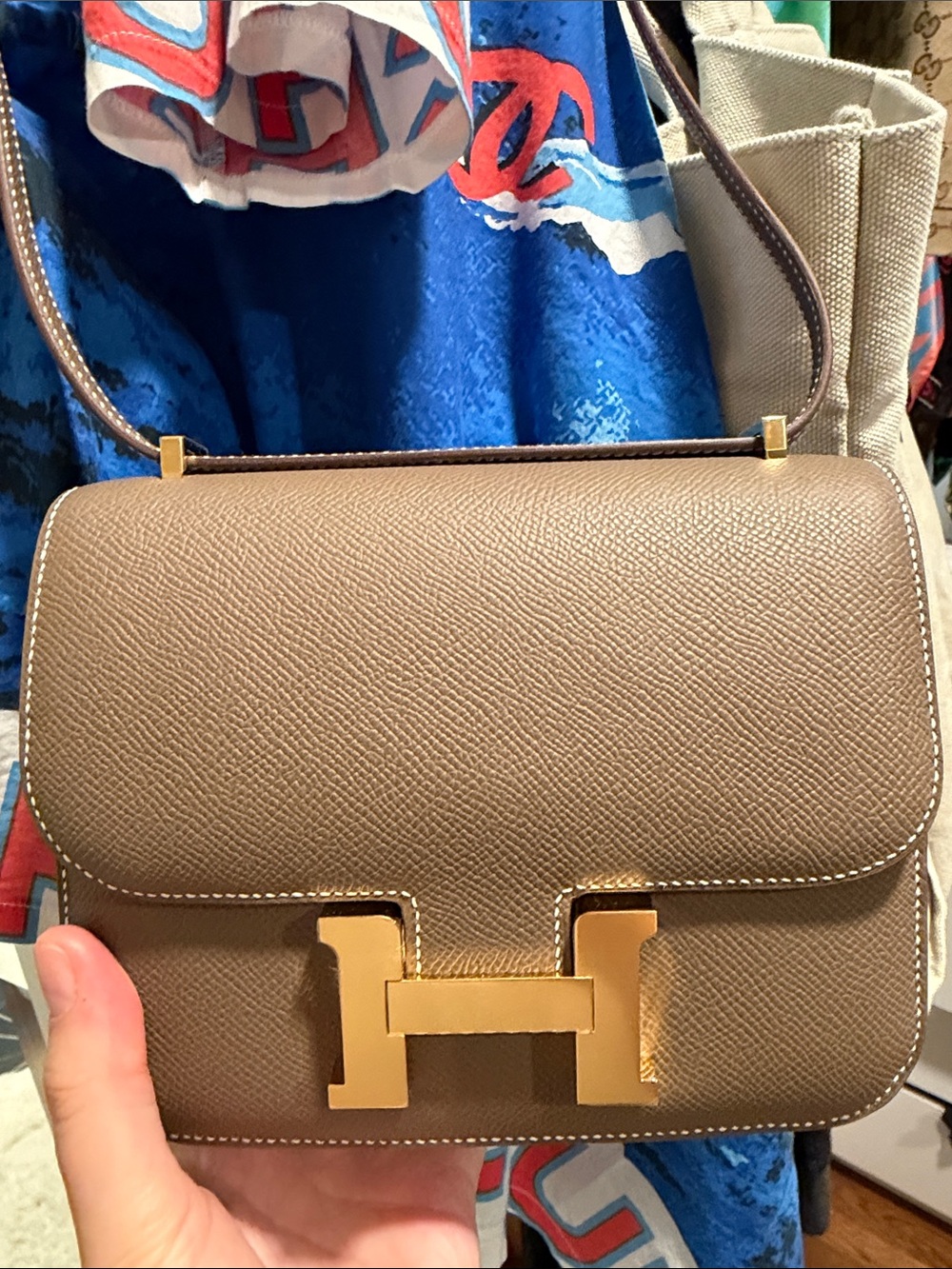 Hermes Constance 18 in Etoupe with Gold Hardware